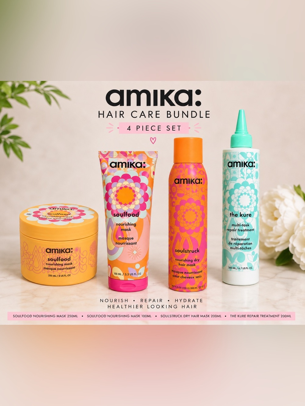 Amika Hair Care Bundle 4pc Soulfood Soulstruck The Kure NEW